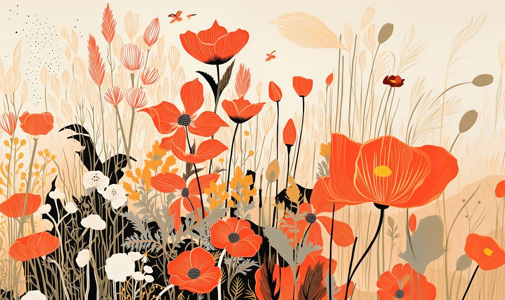 Aesthetic plants pattern flower nature. AI generated Image by rawpixel.