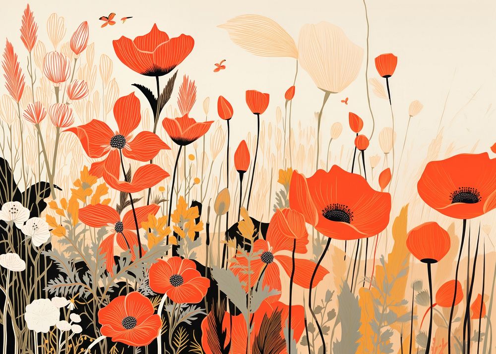 Aesthetic plants painting pattern flower. AI generated Image by rawpixel.
