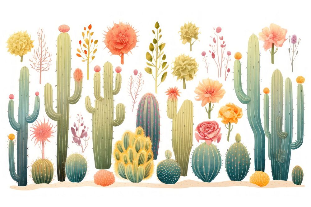 Cactus backgrounds plant white background. AI generated Image by rawpixel.