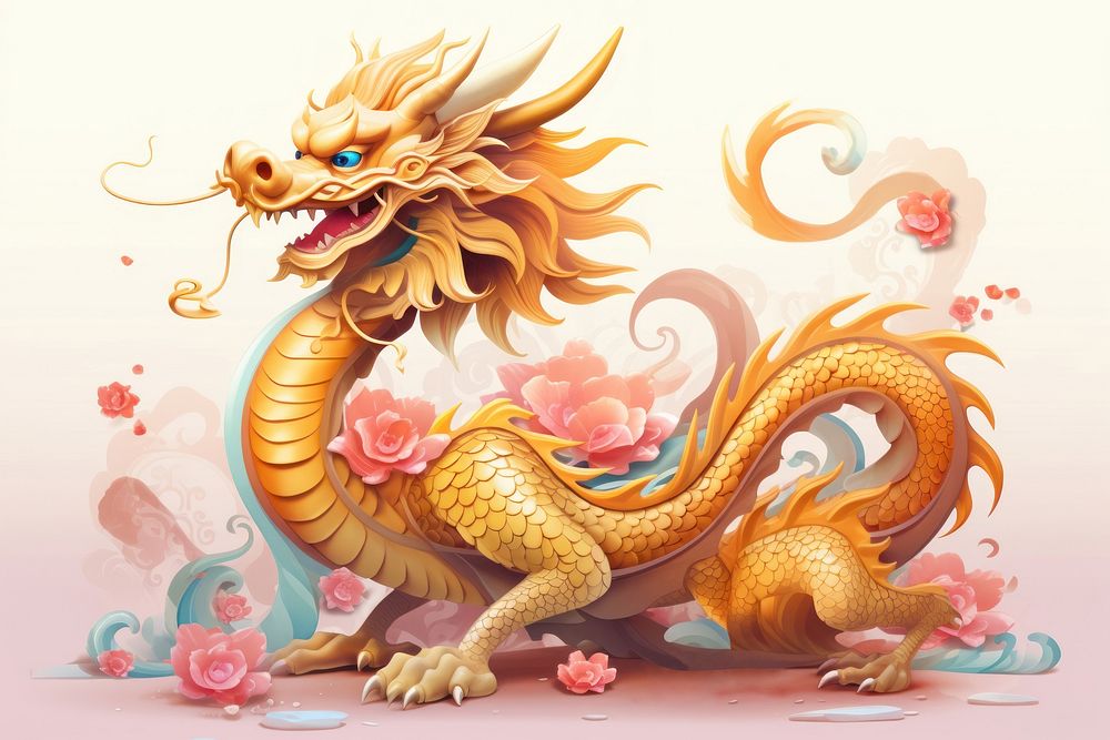 Chinese dragon gold representation creativity. AI generated Image by rawpixel.
