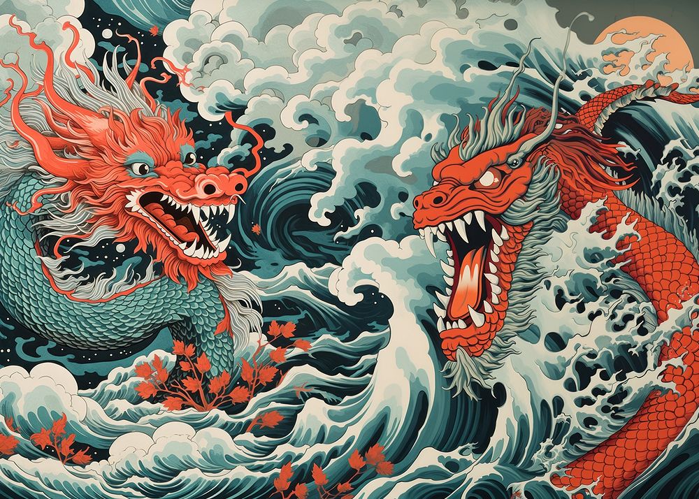 Chinese dragon representation creativity cartoon. AI generated Image by rawpixel.
