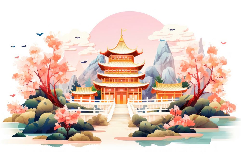 Chinese temple art architecture spirituality. AI generated Image by rawpixel.