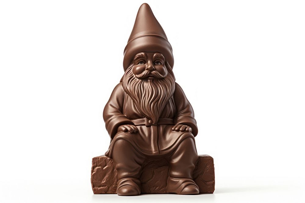 Garden gnome chocolate white background representation. AI generated Image by rawpixel.
