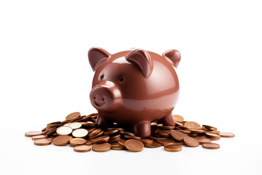 Piggy bank white background investment bankruptcy. AI generated Image by rawpixel.