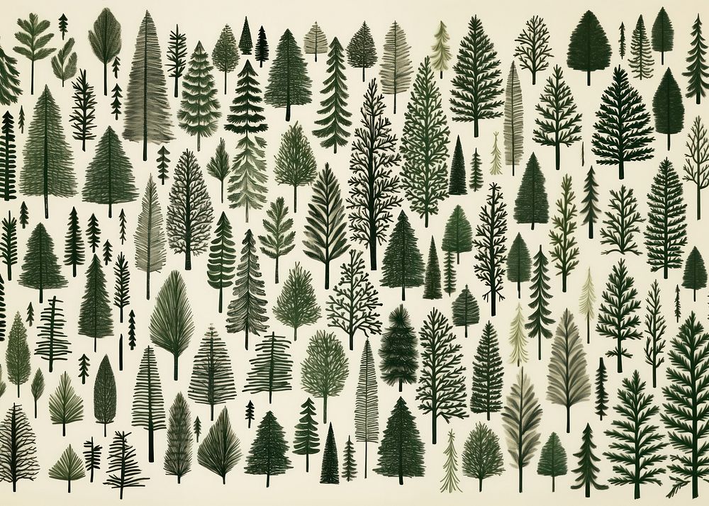Chrsitmas trees drawing nature plant. AI generated Image by rawpixel.