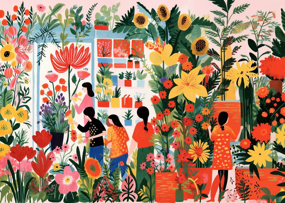 Florsit flower shop painting outdoors pattern. AI generated Image by rawpixel.