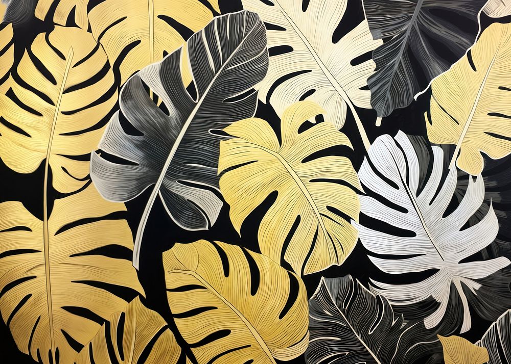 Gold and silver tropical leaves nature tropics pattern. AI generated Image by rawpixel.