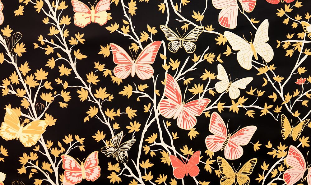 Gold and silver and pink butterflies pattern nature art. AI generated Image by rawpixel.