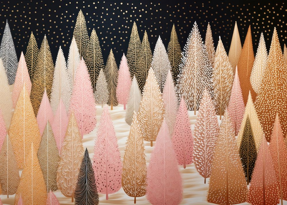 Gold and silver and pink christmas trees pattern nature backgrounds. AI generated Image by rawpixel.