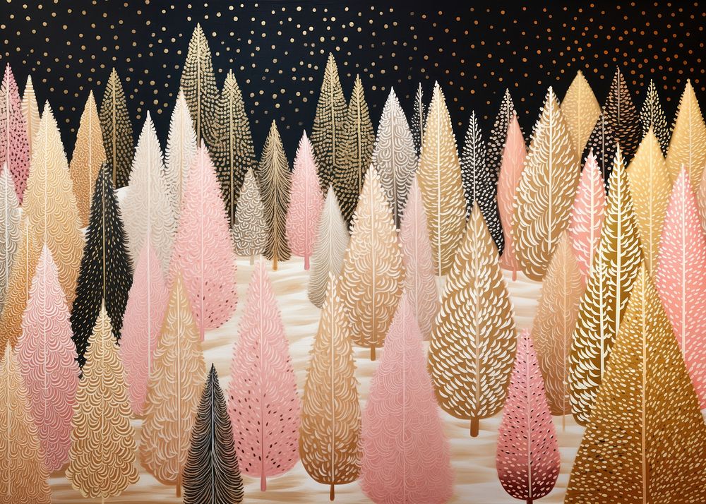 Gold and silver and pink christmas trees nature backgrounds celebration. AI generated Image by rawpixel.