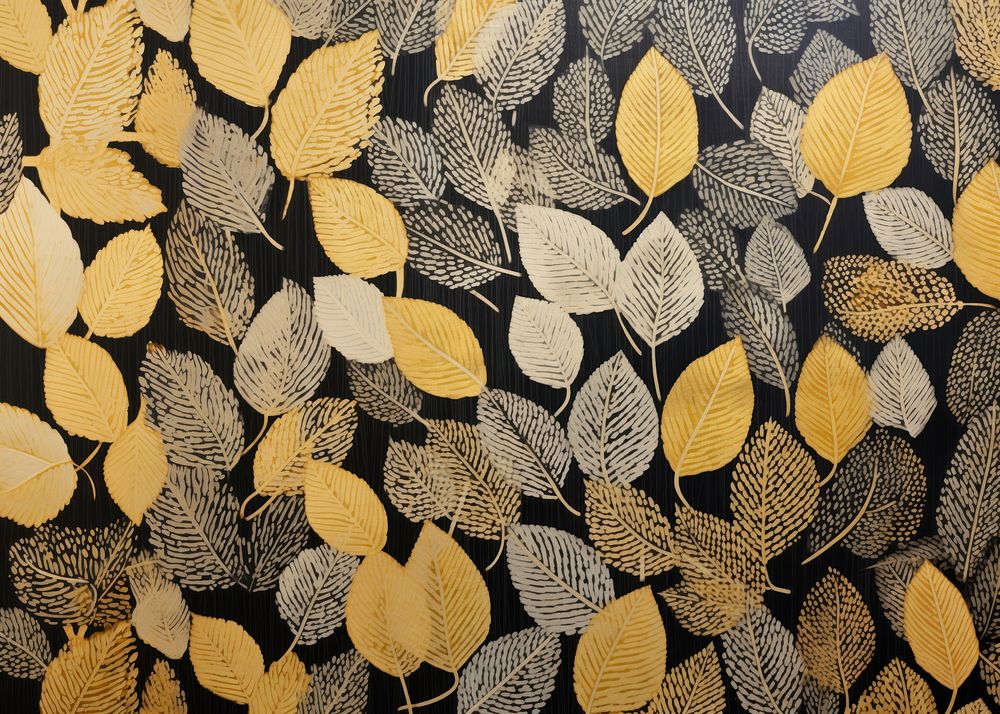 Gold and silver autumn leaves pattern plant leaf. AI generated Image by rawpixel.