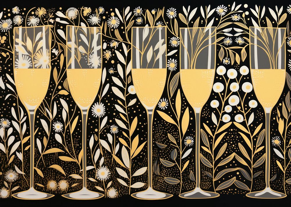 Gold and silver champagne glasses drink refreshment celebration. AI generated Image by rawpixel.