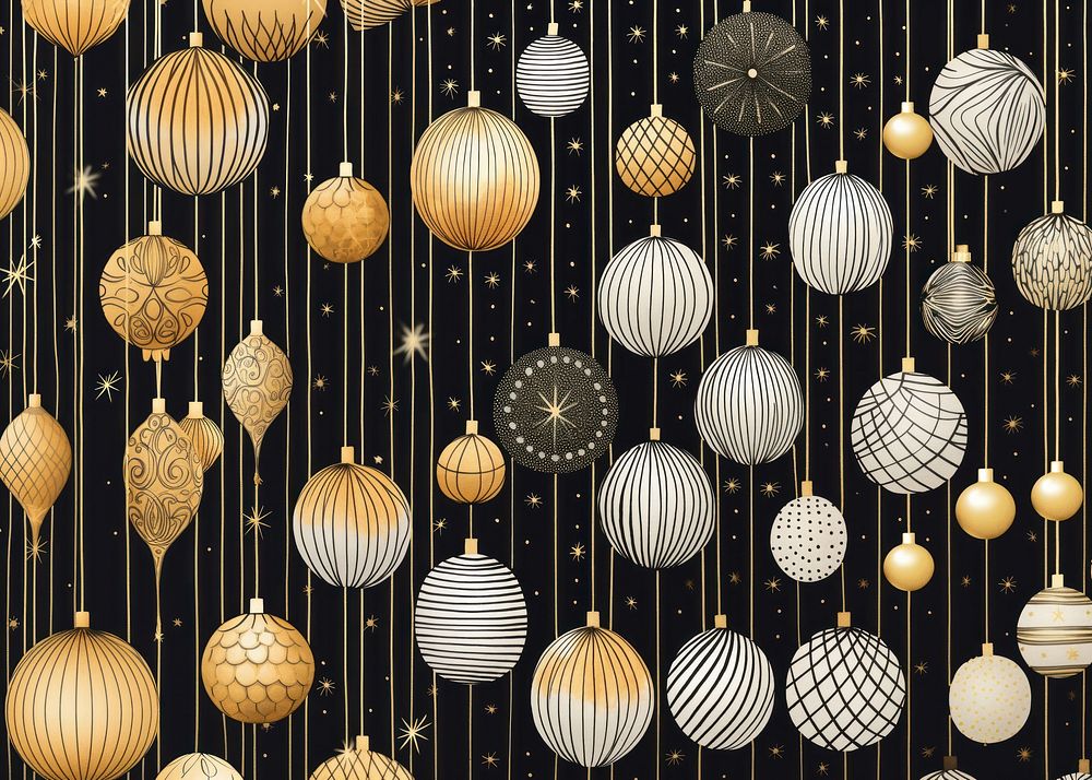 Gold and silver christmas baubles arrangement illuminated celebration. AI generated Image by rawpixel.