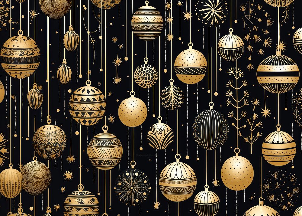 Gold and silver christmas baubles illuminated arrangement celebration. AI generated Image by rawpixel.