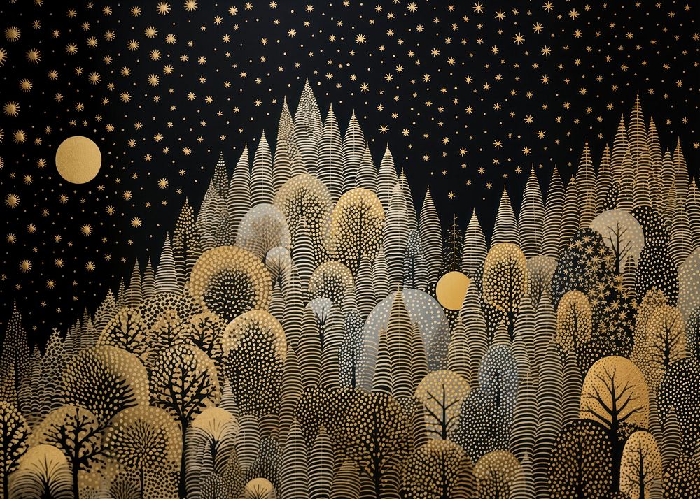 Gold and silver christmas tree decoration close up nature pattern night. AI generated Image by rawpixel.