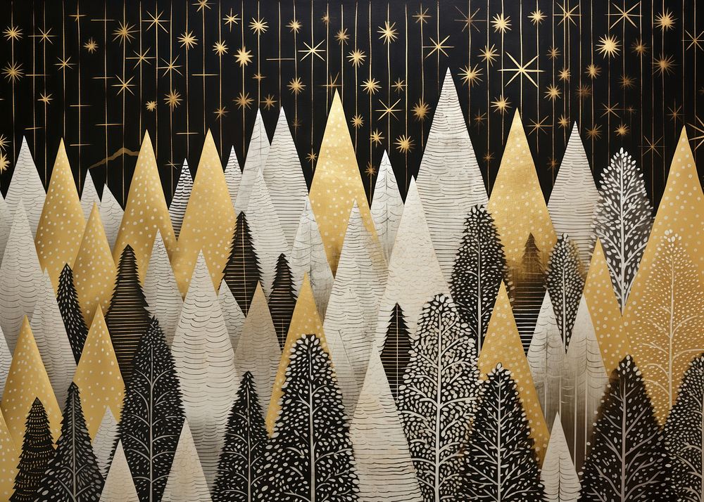 Gold and silver christmas trees nature art architecture. AI generated Image by rawpixel.