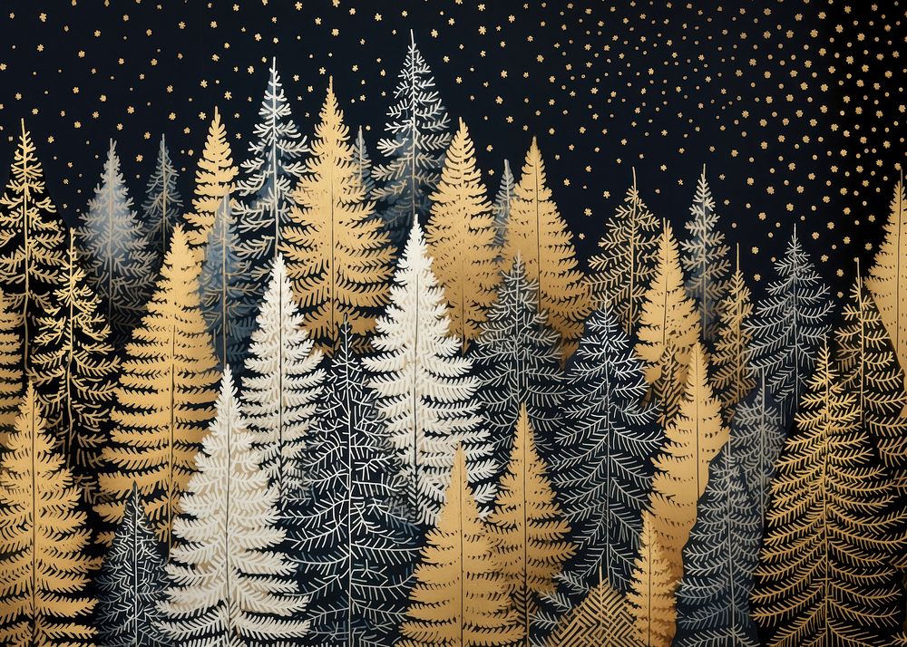 Gold and silver christmas trees nature outdoors plant. AI generated Image by rawpixel.