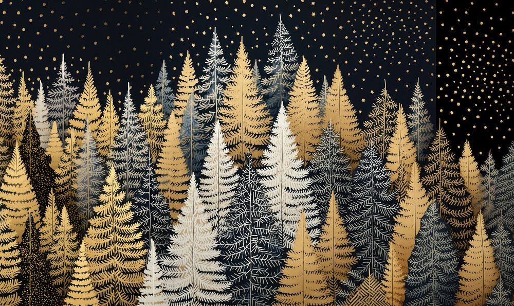 Gold and silver christmas trees nature outdoors pattern. AI generated Image by rawpixel.