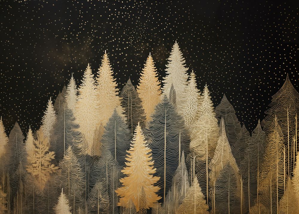 Gold and silver christmas trees nature plant backgrounds. AI generated Image by rawpixel.