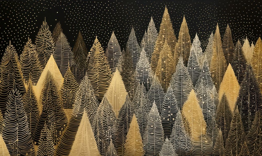 Gold and silver christmas trees nature pattern art. AI generated Image by rawpixel.