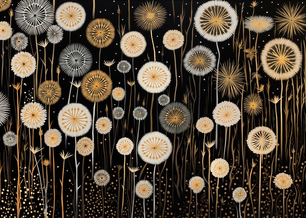 Gold and silver dandelions backgrounds repetition decoration. AI generated Image by rawpixel.