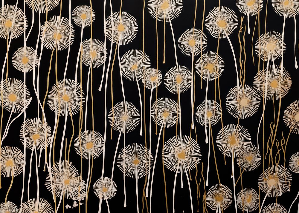 Gold and silver dandelions nature plant art. 