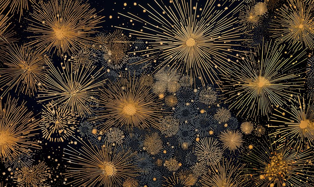 Gold and silver fireworks abstract outdoors pattern. AI generated Image by rawpixel.