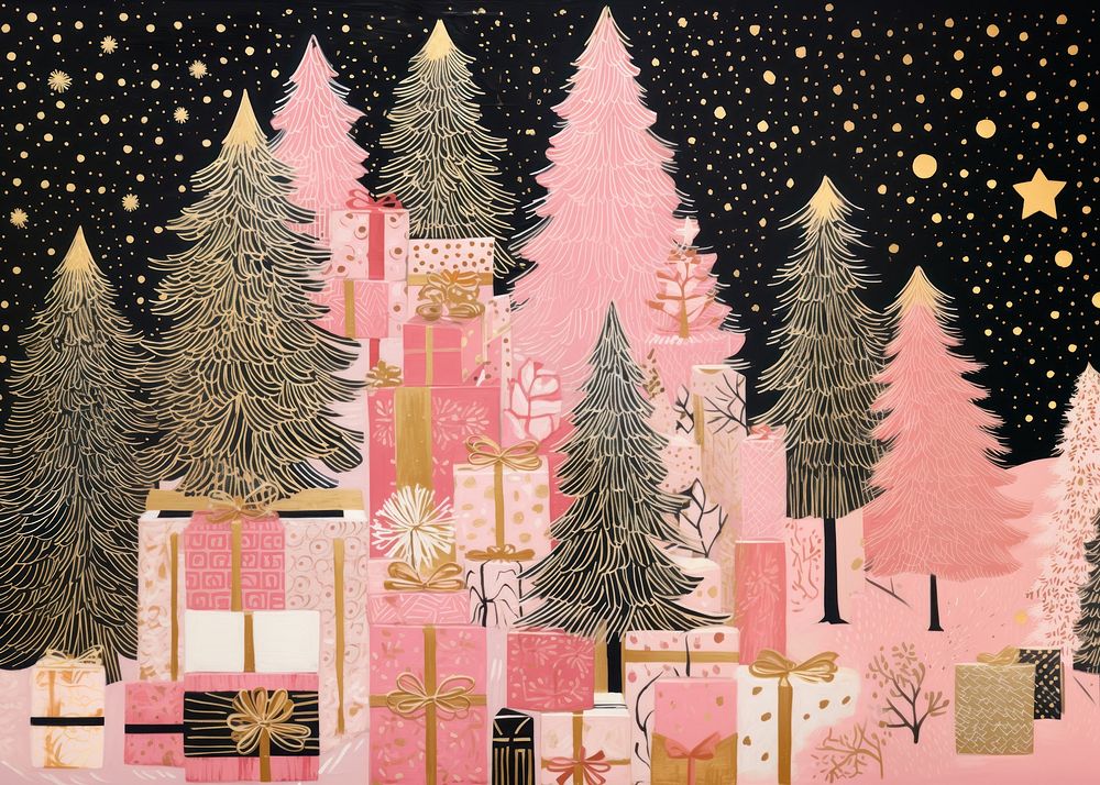 Gold silver pink christmas presents backgrounds celebration creativity. AI generated Image by rawpixel.