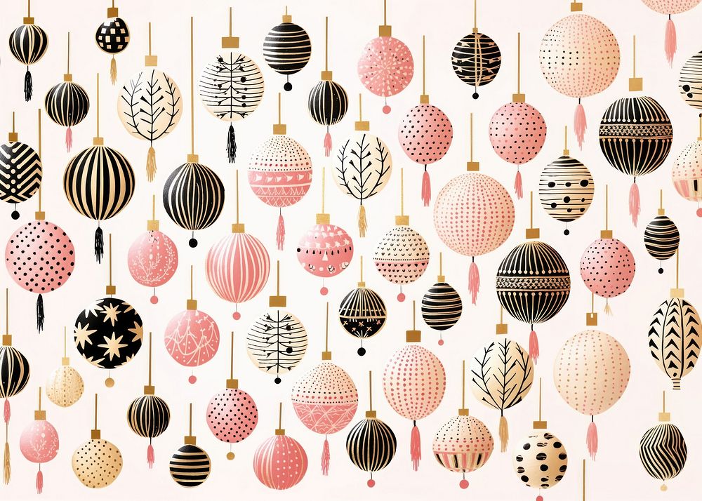 Gold silver pink cristmas baubles pattern invertebrate arrangement. AI generated Image by rawpixel.