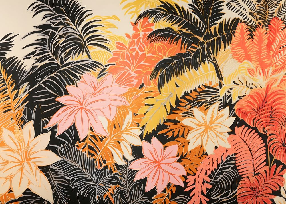 Gold silver pink tropical plants tropics pattern nature. AI generated Image by rawpixel.