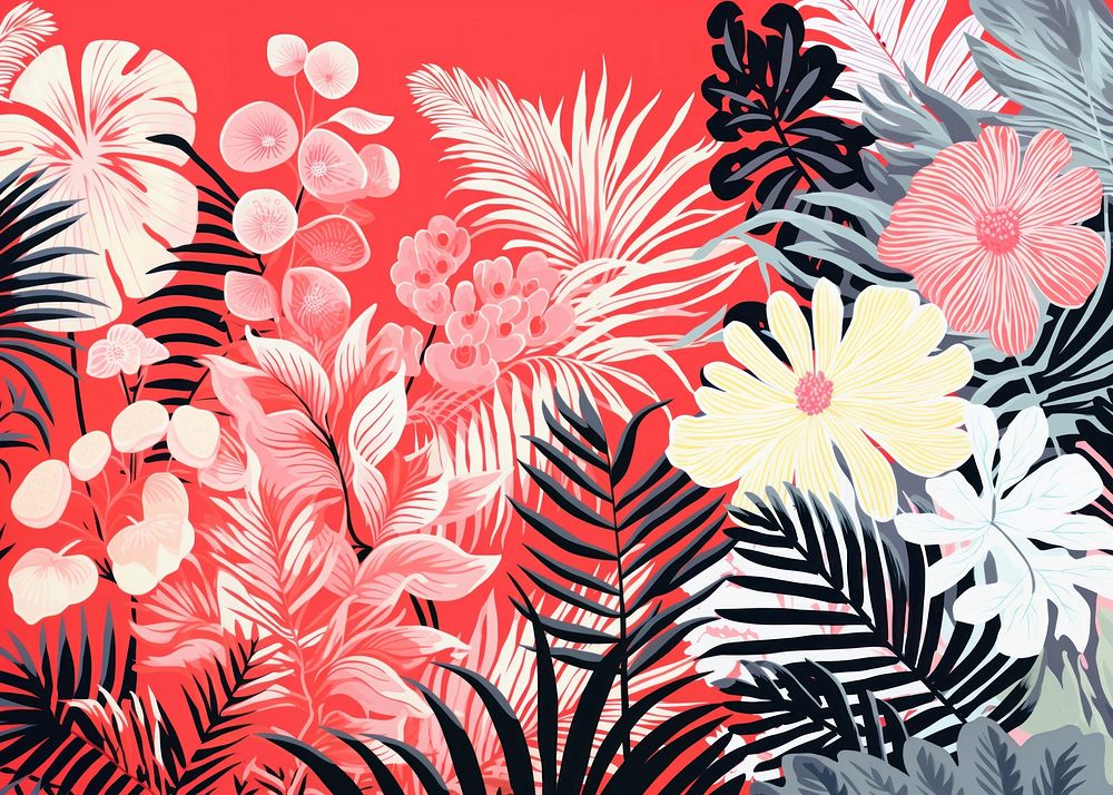 Gold silver pink tropical plants pattern nature flower. AI generated Image by rawpixel.