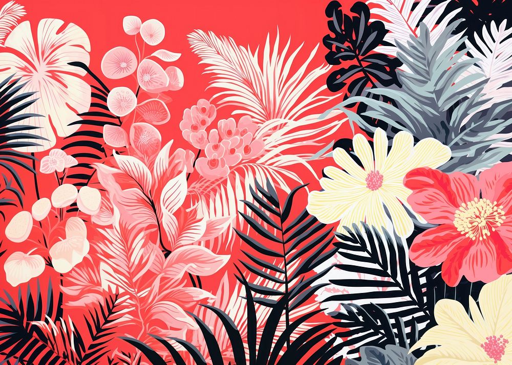 Gold silver pink tropical plants pattern nature flower. AI generated Image by rawpixel.