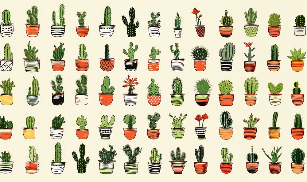 Group fo cactus plant line arrangement. AI generated Image by rawpixel.