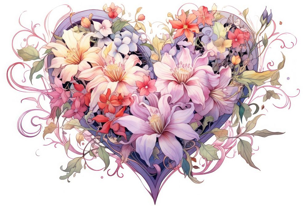 Heart flower pattern plant. AI generated Image by rawpixel.