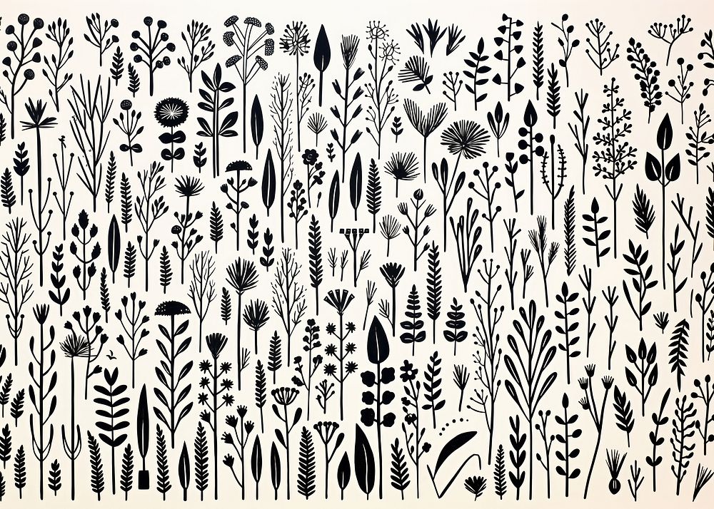 Herbs drawing pattern nature. AI generated Image by rawpixel.