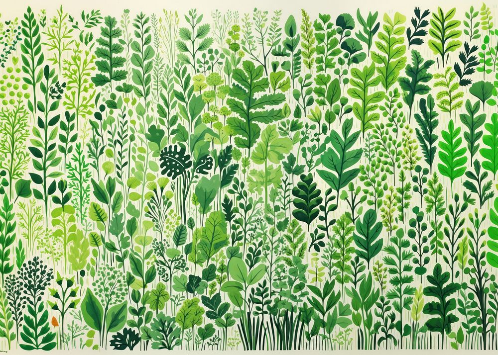 Herbs outdoors pattern drawing. AI generated Image by rawpixel.