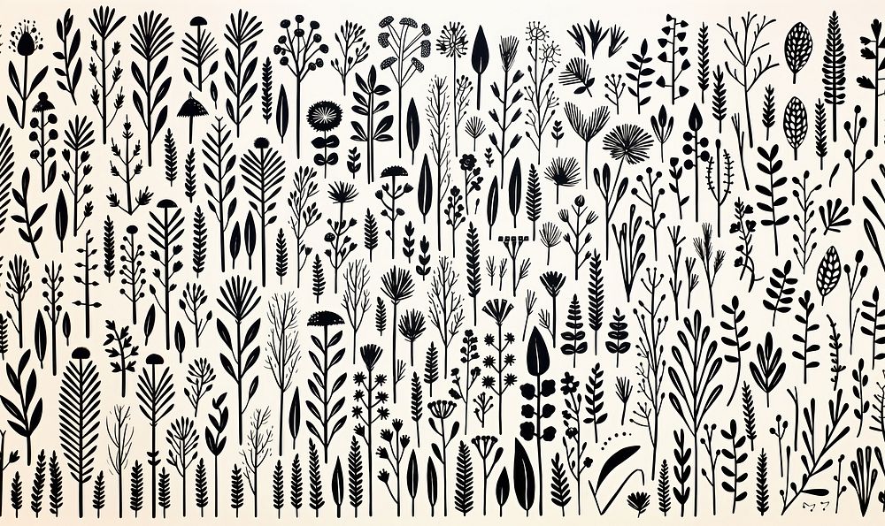 Herbs drawing pattern sketch. AI generated Image by rawpixel.