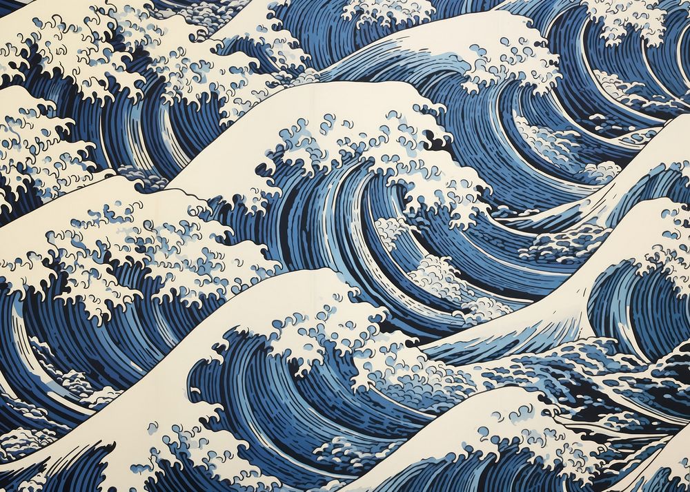 Japanese waves nature pattern art. 