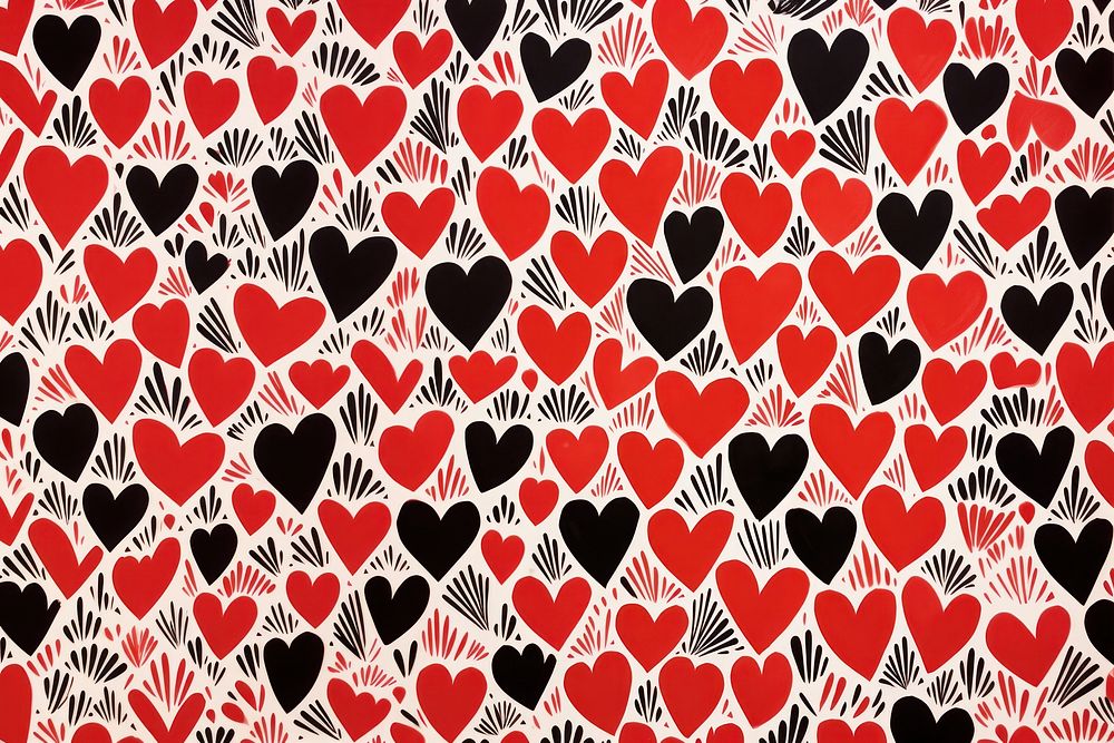 Kawaii hearts abstract pattern line. AI generated Image by rawpixel.