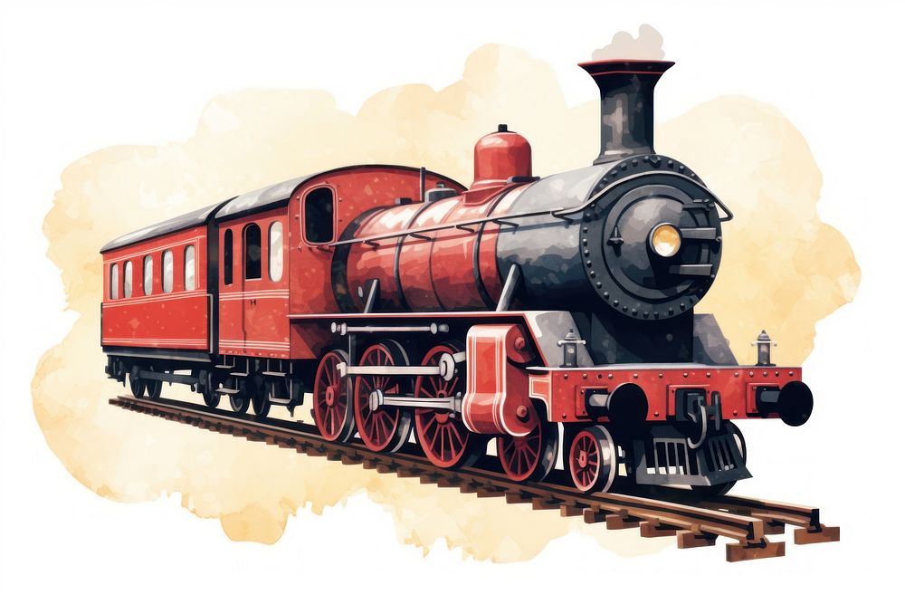 Train illustration locomotive vehicle railway. AI generated Image by rawpixel.