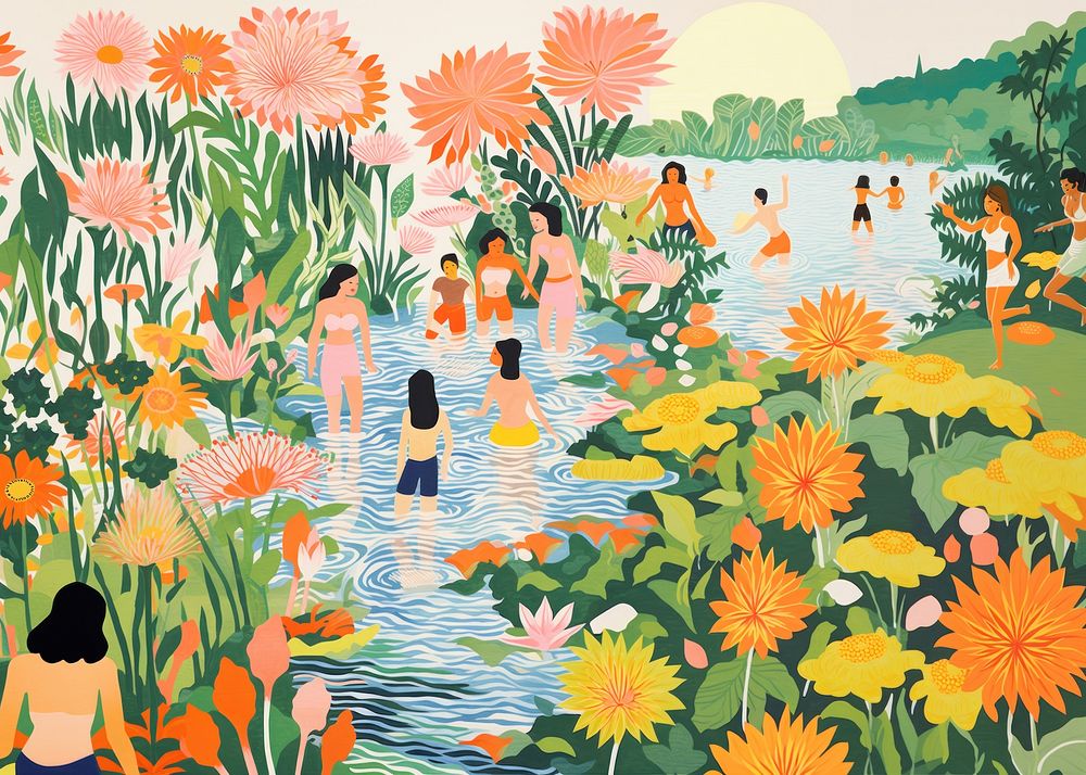Summer people nature outdoors painting. AI generated Image by rawpixel.