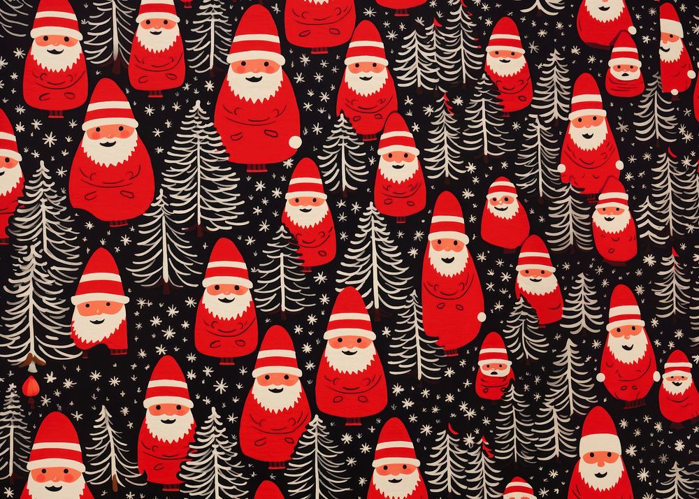 Santa pattern many winter nature art. AI generated Image by rawpixel.