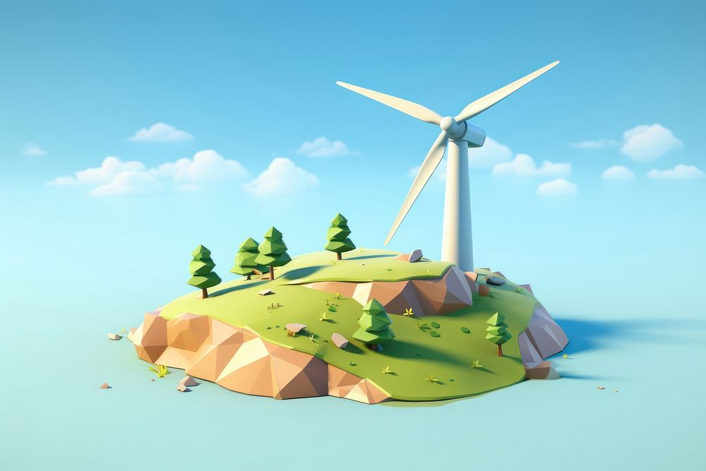 Wind turbine outdoors windmill nature. AI generated Image by rawpixel.