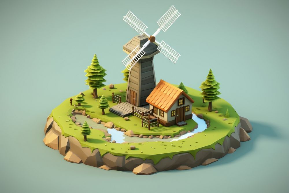 Wind turbine windmill outdoors architecture. AI generated Image by rawpixel.