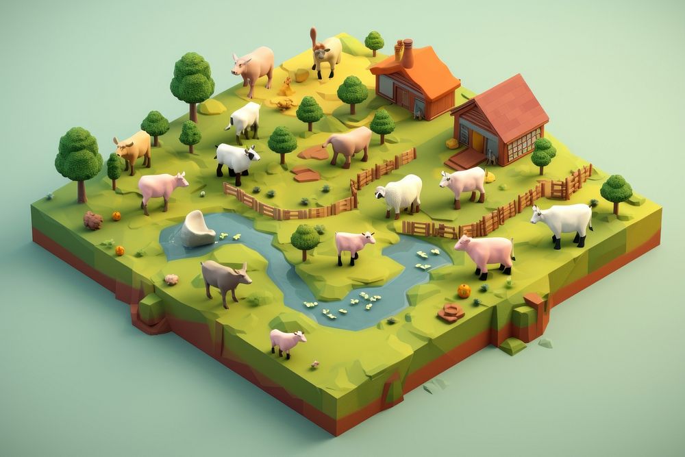 Farm animals livestock outdoors mammal. AI generated Image by rawpixel.