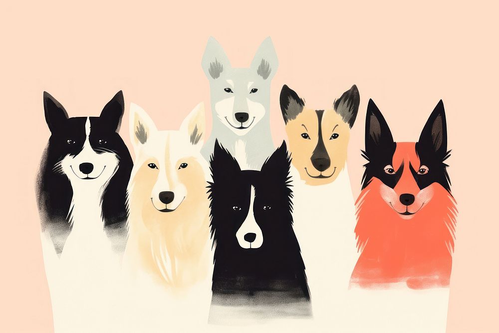 Group of dogs mammal animal pet. AI generated Image by rawpixel.
