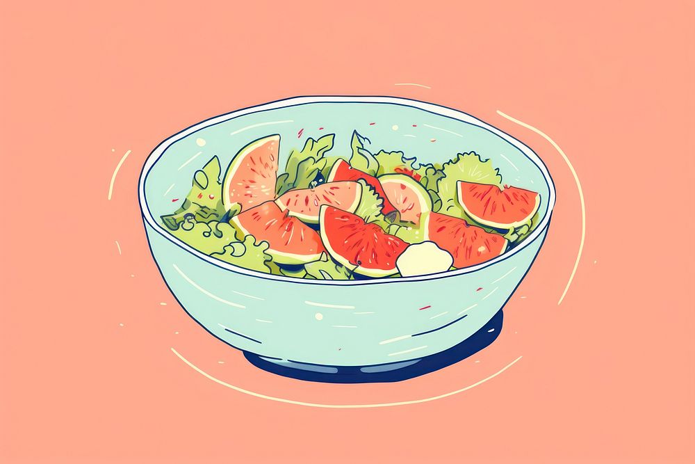 Salad bowl fruit melon food. AI generated Image by rawpixel.