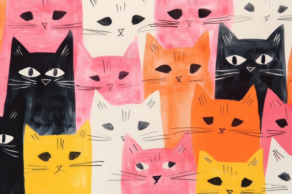 Group of cats art backgrounds animal. AI generated Image by rawpixel.