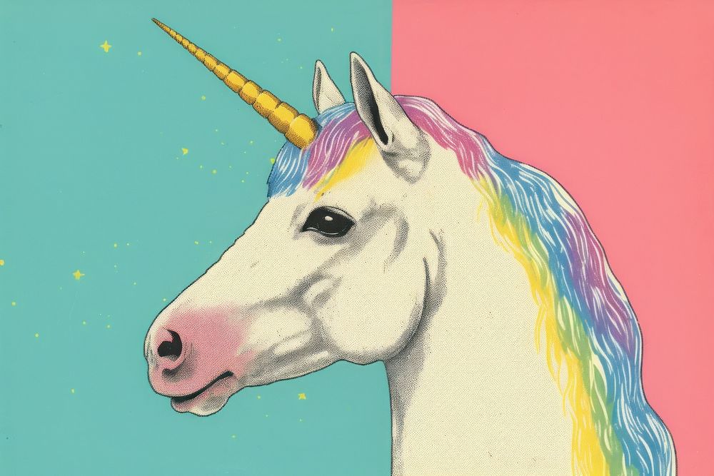 Unicorn art livestock drawing. AI generated Image by rawpixel.
