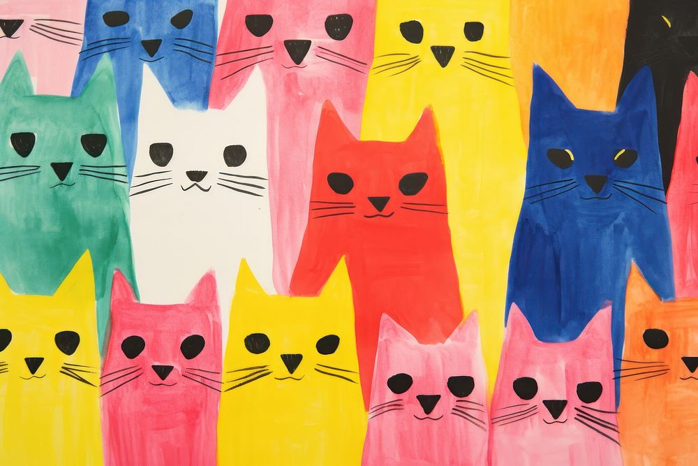 Group of cats art backgrounds painting. AI generated Image by rawpixel.